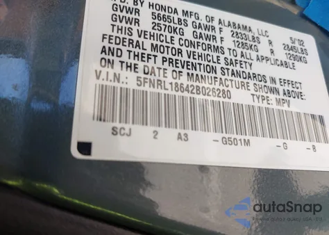 2002 Honda Odyssey Ex from USA, damaged, VIN 5FNRL18642B026280